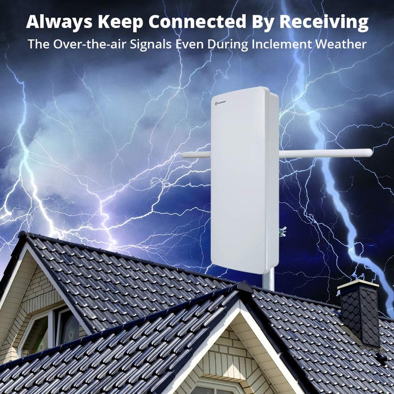 ANTOP HDTV ï¼† FM Amplified Antenna Outdoor Indoor 85 Miles AT-800SBS Antenna with Dual Outputs Smart Boost System, Support TV and Second Device-FM Stereo, a Second TV or Any OTA-Ready Streaming Device - Image 5